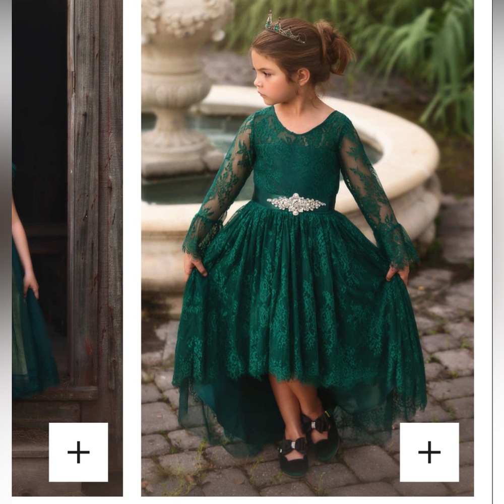 Elegant Green Lace Kids Formal Dress